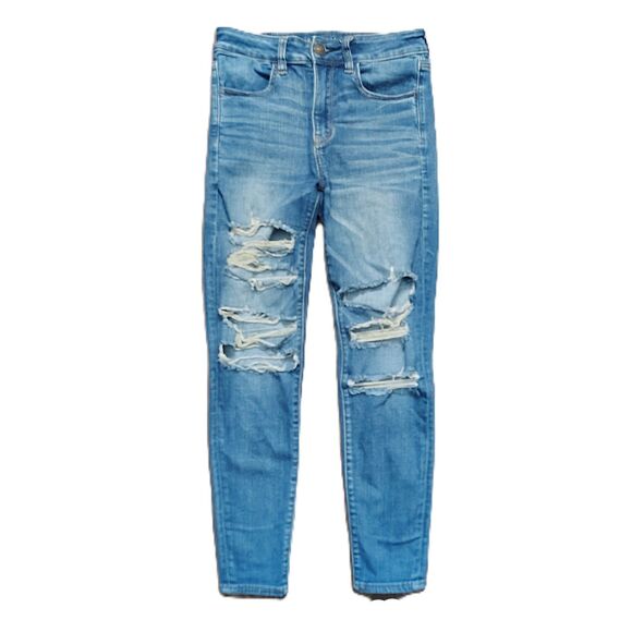 AMERICAN EAGLE Hi-Rise Jegging 6S 6 Short Petite Women Distressed Stretch Jeans - Picture 1 of 7